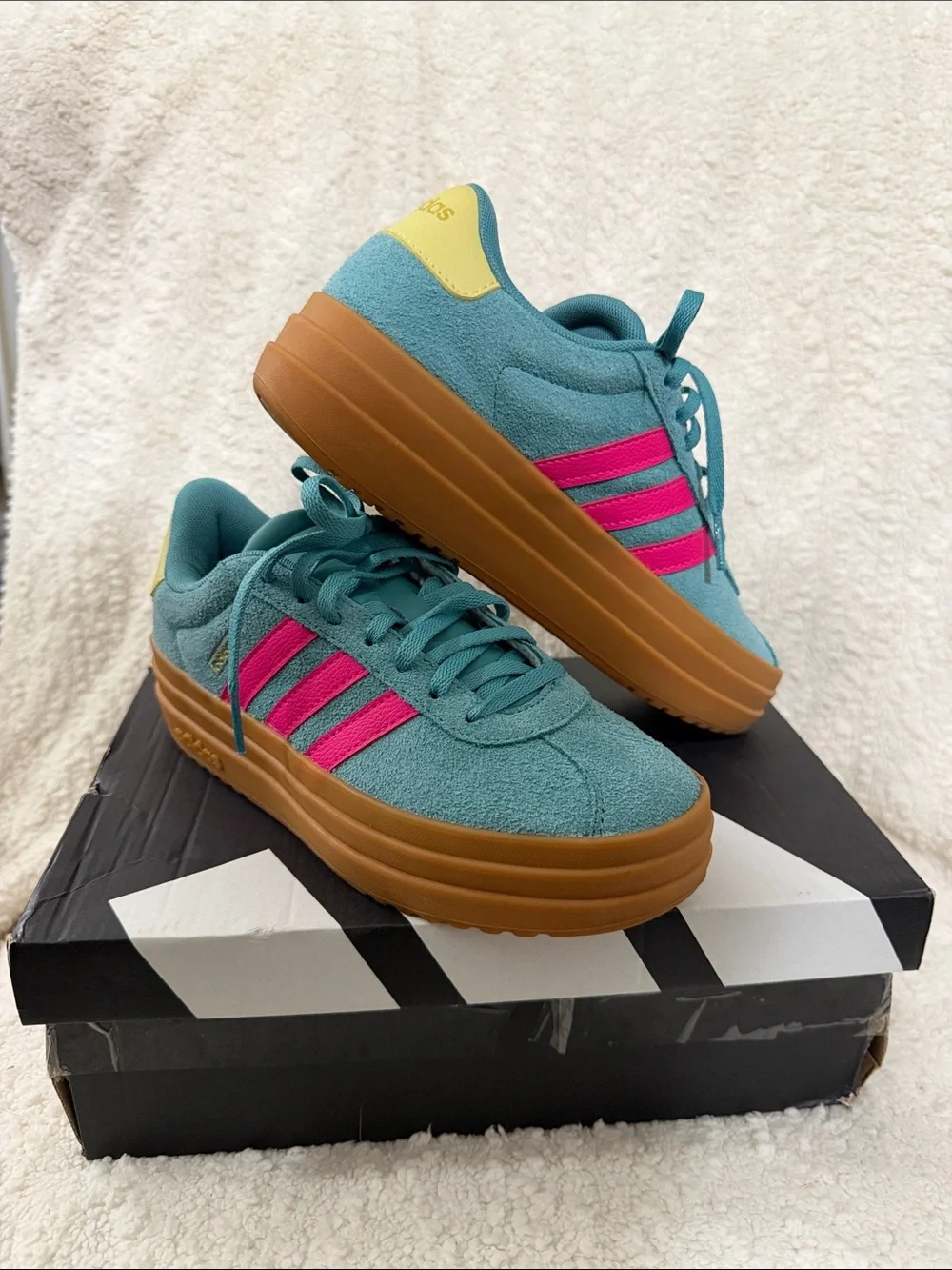Adidas VL Court Bold Juniors - Blue Suede/Pink